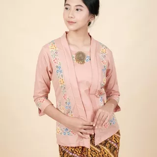 Kebaya Batik Encim Lengan 7/8 Meradelima Katun Coklat