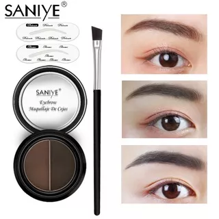 SANIYE Eyebrow Tahan Air Bedak Alis 4 Warna Brow Set Riasan Profesional Dengan kuas Alis-kosmetik Mata