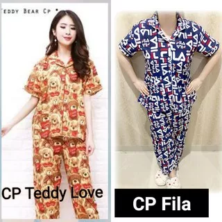 PIYAMA CP PAJAMAS Elmo / Hello Kitty/ Keropi / Tsum / FILA ARMY / Teddy / Cat bhn katun jepang LD106