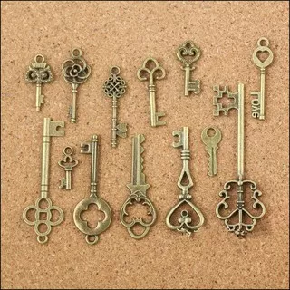 13Pcs / Set Liontin Antik Vintage Bahan Metal Warna Bronze