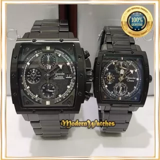 Jam Tangan Couple Alexandre Christie Original AC 6376 Black Rosegold Biru Dongker Navy Rantai Sporty Alexander Sepasang