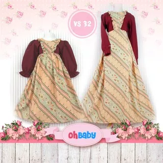 Ramadhan SALE !!! Gamis Couple Batik sarimbit baloteli ungu kuning hijau merah (Ibu Anak) - OHBABY