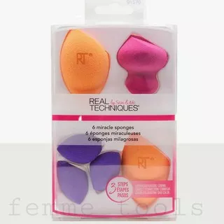 ORIGINAL 100% (Ada Logo RT di miracle complexion sponge)  set 6 pcs real techniques