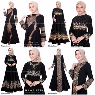 New Abaya Gamis Maxi Dress Arab Saudi Bordir Hawa Zephy Turki Umroh Dubai Turkey India Wanita Hitam