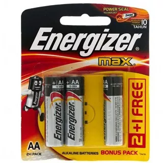 Baterai Energizer Max Alkaline 2+1 AA isi 3pcs - Batu Batere A2 Baterei Battery