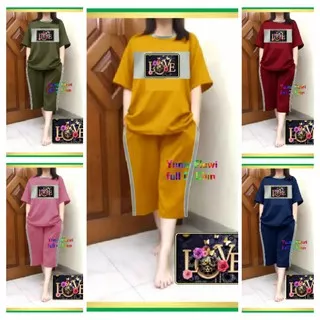 SET JUMBO CELANA KULOT  kombi abu  ( XL FIT XXL ) bunga love kupu2