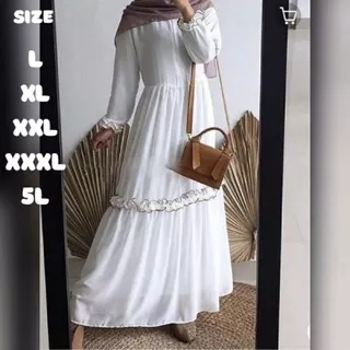 Gamis syari Gamis Putih Polos Dewasa Dres Remaja terbaru 2021 Baju Muslim Termurah Gamis Busui Jumbo