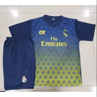 Stelan Bola//Baju Bola Anak Real Madrid Printing Size M-L Usia 7-12 Tahun.