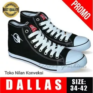 SEPATU DALLAS / MASTER BASKET ORI UKURAN 30-43 MODEL TINGGI BLACK & WHITE / DALLAS CAMPUSS to