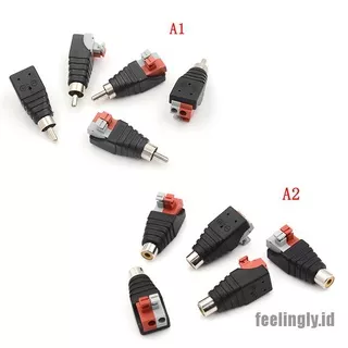 <FEELING> 5Pcs speaker wire a/v cable to audio male rca connector adapter jack press plug