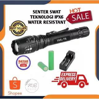 Senter Swat Led Cree XML-T6/X8 Taffware 3800 Lumens Lampu Senter Led Super Terang 5 Mode Cahaya