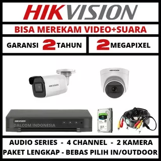 PAKET CCTV HIKVISION 2MP 4 CHANNEL 2 CAMERA TURBO HD 1080P KAMERA CCTV & DVR FULL HIKVISION