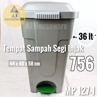 TEMPAT SAMPAH INJAK SEGI BESAR 756 SILVER 36 LITER / DUST BIN MPW / TONG SAMPAH PLASTIK