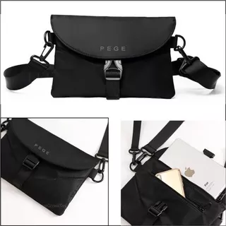 Tas Selempang Korea CROS Hitam Kanvas Shoulder Bag Import Tas Bahu Sling Bag Zipper Korea Style Murah