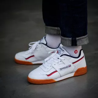 SALE ONLY !! SEPATU ORIGINAL REEBOK WORKOUT PLUS WHITE NAVY RED GUMP