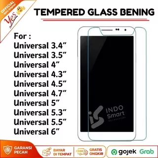 Universal 3.4 3.5 4 4.3 4.5 4.7 5 5.3 5.5 6 Tempered Glass CLEAR Anti Gores Kaca Bening Screen Guard Yes