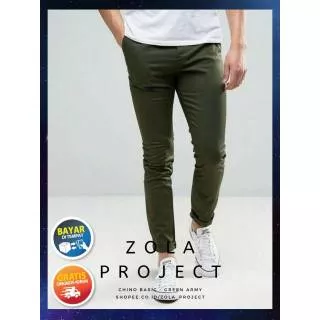 ZLAPRJCT - CHINO BASIC GREEN ARMY - CELANA CHINO HIJAU ARMY - CELANA CHINO PRIA