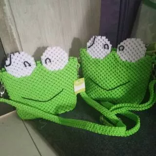 TeRLARIS! Tas Keroppi Tali Kur Handmade Model Selempang Unik dan Lucu. Kualitas Terbaik Alfian Craft