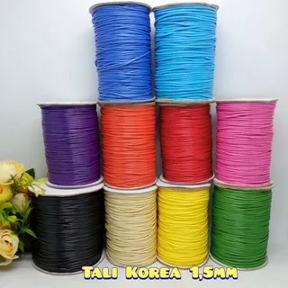 Tali Korea 1,5mm Tali Kulit Korea Tali Hitam Tali Konektor Warna Tali Masker Kerajinan Gelang Kalung Wax Cord