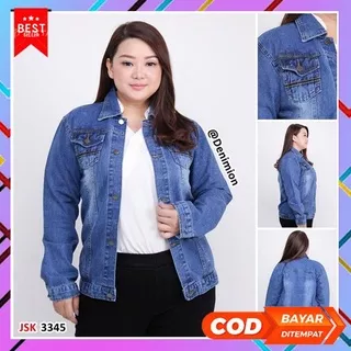 Jaket Oversize Jacket Jumbo Wanita Cewek Jins Denim Jeans Korea J Fb29 [Size M-Xxxl] Jaket Jeans Wan