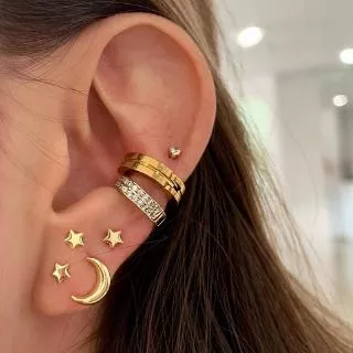 7Pcs/Set Retro Crystal Star Moon series Earrings Set for Women Fashion Stud Earrings Jewelry
