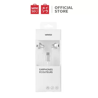 MINISO Type-c Klasik Metal Earphone Mic Microphone Earbuds Half In Ear Earphone Universal Stereo Headphone Kabel Jawab Akhiri Panggilan Musik Original Bass Gaming Wanita Pria Simple Headphone