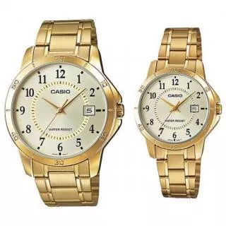 (Harga Sepasang) Jam Tangan Couple Pria&Wanita Casio Original Type MTP-V004G-9B & LTP-V004G-9B