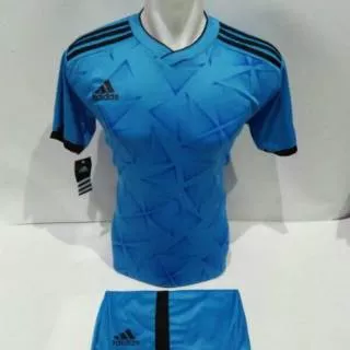 setelan olahraga kaos bola jersey futsal baju volly adidas triangle biru