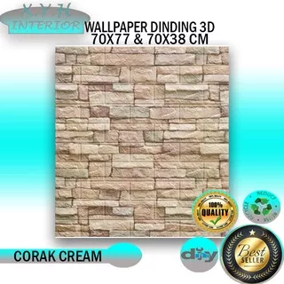 DISKON WALLPAPER DINDING 3D FOAM 70X77 MINIMALIS KONSEP KOREAN STYLE MODERN BATA PUTIH BATU ALAM PREMIUM QUALITY