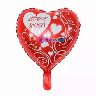 Balon Foil I Love You / Hati / Cinta / Warna Pink Merah motif