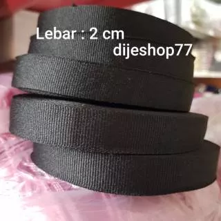 Pita list Hitam lebar 2cm ROLL besar Pita polos 2cm pita print printing webbing bisban tali name tag