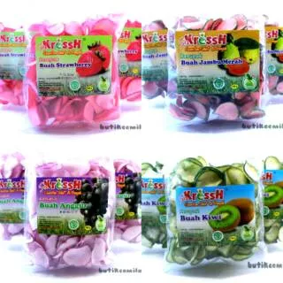 Kerupuk Buah Durian Strawberry Anggur Kiwi Jambu Merah Buah Naga Sokressh 100gr