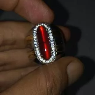 Red cat eye chalcedony pacitan,  dim 24vs10vs5