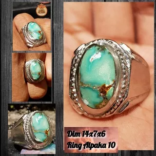 Cincin Batu Akik Natural Pirus Persia (Iran) Ijo Tosca Berkarakter Hu (COD) Dim Kantoran Milenial Ring Alpaka NIkel Super Top HQ Obral Murah Hot Item/Best Seller/Discon