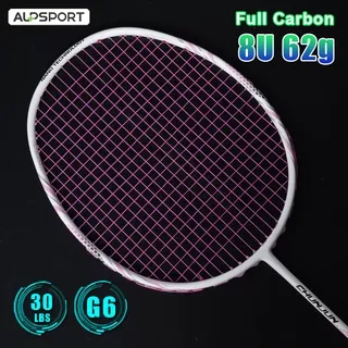 ALP DF 8U G6 Max 30Lbs Strung 100% Full Carbon Fiber Pink Badminton Racket With Free Bag Tied String Creative Pro Reket Professional Racquet Sports Equipment Battledore Raket Bulutangkis For Women Girls