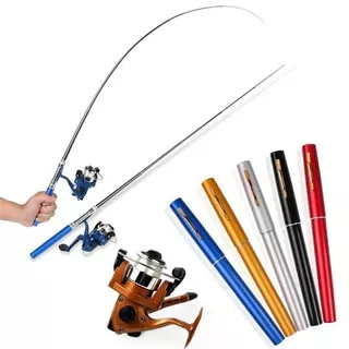 Pancingan Mini Portable Set Joran & Reel / Fishing Rod Pen / Alat Pancing Pena Pulpen