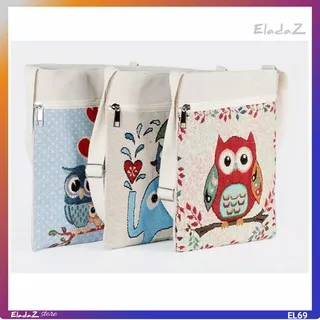 EL69 SLING BAG OWL BEST QUALITY / TAS SLEMPANG WANITA / TAS BAHU SAMPING WANITA DAN TEMPAT HP LUCU