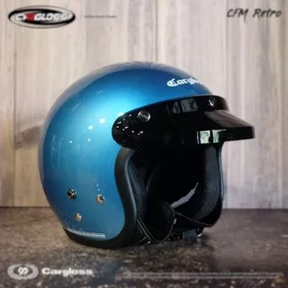 HELM CARGLOSS RETRO ARMY ICE BLUE HELM BOGO HELM KLASIK HELM VESPA HELM RETRO CARGLOSS MURAH ORI SNI