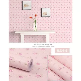 Wallpaper Sticker MAWAR KECIL SHABBY PINK Stiker Dekorasi Dinding Rumah Kamar Ruang Tamu Dapur