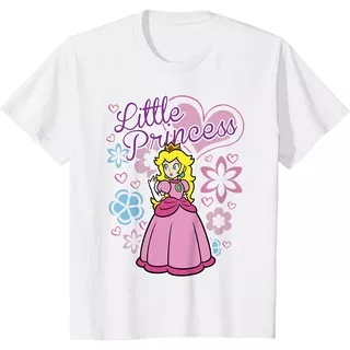 Baju Anak Super Mario Peach Little Princess Flowers And Hearts Poster T-Shirt