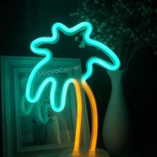 Lampu Neon Pohon Kelapa / Coconut Palm Tree Neon Lamp / Lampu Neon Hias / Lampu Dekorasi Aesthetic