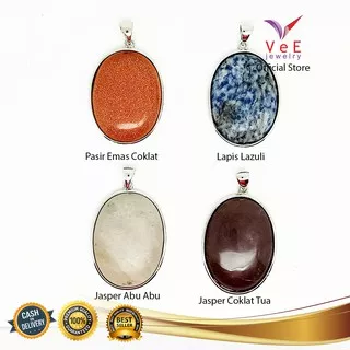 Liontin Batu Alam Asli Natural Stone Oval - VeE Liontin Pendant Keberuntungan Batu Kesehatan