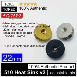 Authentic Avocado 510 Heat Sink v2 22mm Stainless Steel | 22 rda rdta
