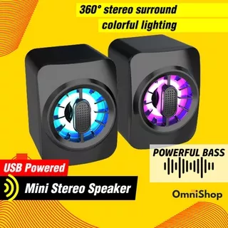 Speaker A10 USB Spiker Mini Full Bass Stereo PC Desktop Portable RGB LED Murah Untuk Komputer Laptop