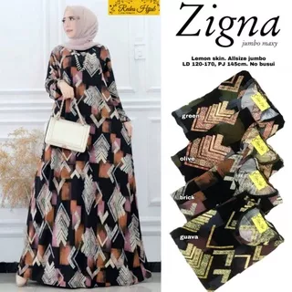 Zigna Maxy Gamis Dress Jumbo Big Size Melar Adem Bahan Lemonskin 4L 5L 6L LD 120 cm Sampai 170 cm