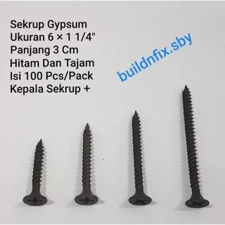 (100 Pcs) Sekrup Gypsum 6 x 1 1/4 (3 Cm) / Drywall Screw