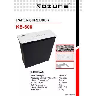 Mesin Penghancur Kertas KOZURE KS608 Strip Cut - Paper Shredder KS 608