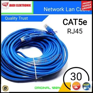 ORIGINAL KABEL LAN RJ45 30 METER CAT5 UTP INTERNET WIFI HOTSPOT JARINGAN KONEKTOR PLUG BOOT KOMPUTER SWITCH ROUTER MODEM COMPUTER INDIHOME FIRTSMEDIA ROUTER SIAP LANGSUNG PAKAI DENGAN KEPALA KONEKTOR DAN PLUG BOOT YANG SUDAH TERPASANG JADI LEBIH PRAKTIS