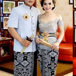 Set Couple Songket Bordir Bali Premium |adat bali kamen saput udeng