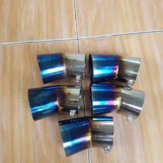 CORONG KNALPOT BLUE RAINBOW ASLI BAKARAN BISA BUAT SEMUA MOTOR / UNIVERSAL /ORIGINAL